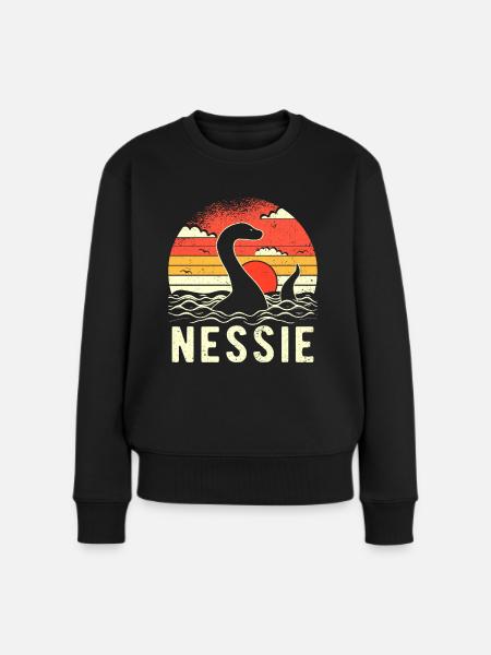 Nessie Loch Ness Monster - Frauen Premium Bio Pullover - Schwarz