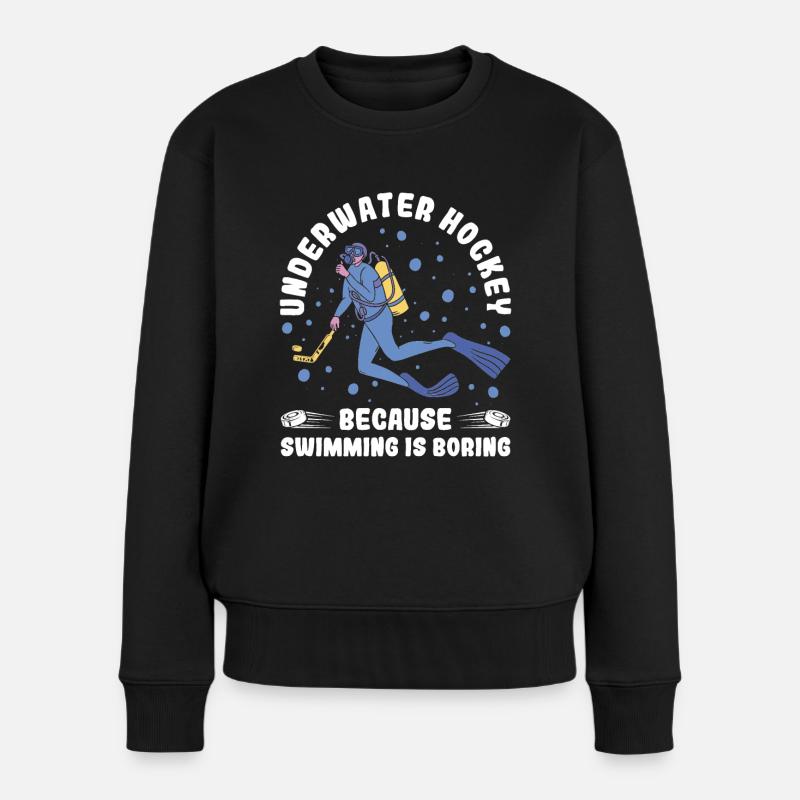 Hockey subaquatique parce que la natation est ennuyeuse - Pull Premium bio Femme - noir