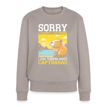 Thinking about Capybaras - Frauen Premium Bio Pullover - Taupe - Vorne - Julia (174cm)