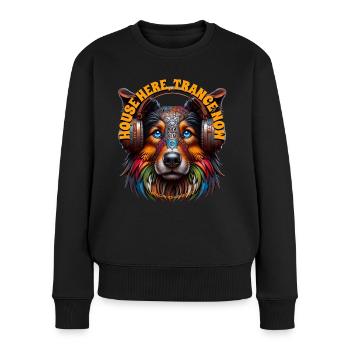 HOUSE HERE TRANCE NOW - Collie with Headphones! - Women's Premium Organic Jumper - black - Front - Julia (174cm)