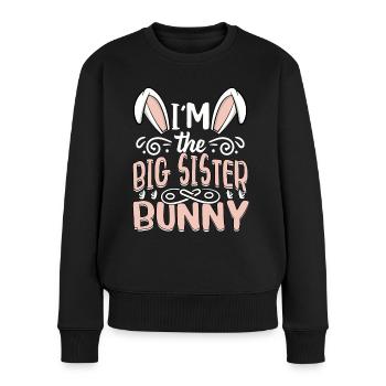 Je suis la grande sœur lapin - Pull Premium bio Femme - noir - Devant - Julia (174cm)