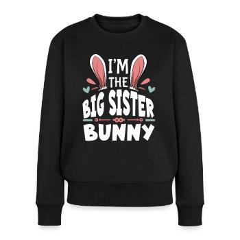 Je suis la grande sœur lapin - Pull Premium bio Femme - noir - Devant - Julia (174cm)