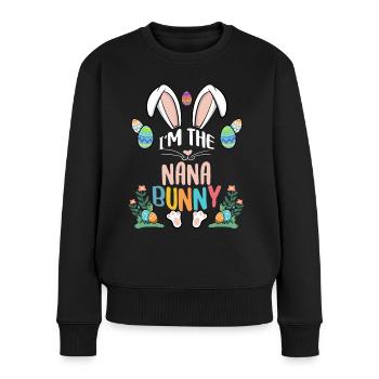 Je suis le lapin Nana - Pull Premium bio Femme - noir - Devant - Julia (174cm)