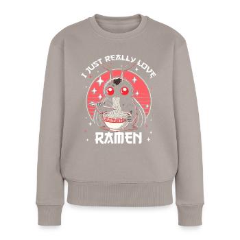 J’aime vraiment les ramen - Pull Premium bio Femme - taupe - Devant - Julia (174cm)