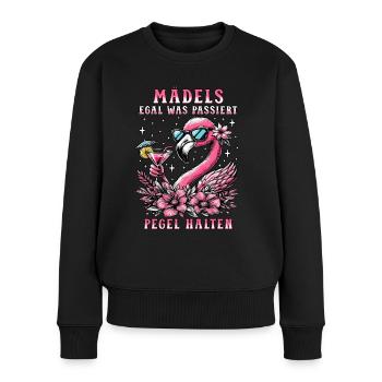 Mädels Egal Was Passiert Pegel Halten - Frauen Premium Bio Pullover - Schwarz - Vorne - Julia (174cm)