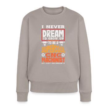 Lustiger Cnc-maschinist - Frauen Premium Bio Pullover - Taupe - Vorne - Julia (174cm)