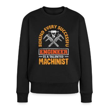 Lustiger Cnc-maschinist - Frauen Premium Bio Pullover - Schwarz - Vorne - Julia (174cm)