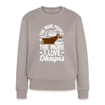 Lustiger Tierpfleger Okapi-liebhaber - Frauen Premium Bio Pullover - Taupe - Vorne - Julia (174cm)