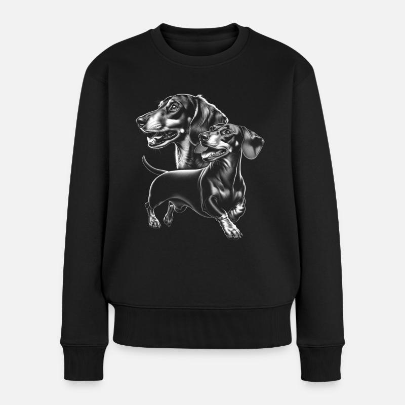 Dackel als fotorealistisches Porträt - Frauen Premium Bio Pullover - Schwarz