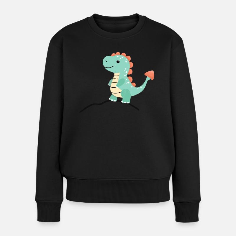 Dino06 - Frauen Premium Bio Pullover - Schwarz
