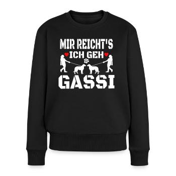 Mir reichts ich geh gassi - Frauen Premium Bio Pullover - Schwarz - Vorne - Julia (174cm)