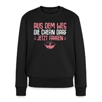 Segelschein bestanden Kapitänin Seglerin Geschenk - Frauen Premium Bio Pullover - Schwarz - Vorne - Julia (174cm)