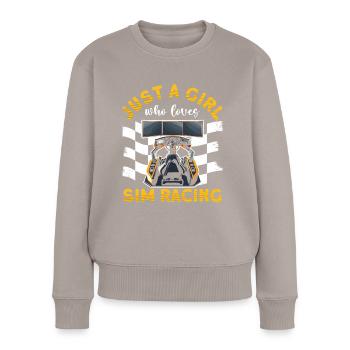 Simulator Cockpit Esports Sim Racing - Frauen Premium Bio Pullover - Taupe - Vorne - Julia (174cm)