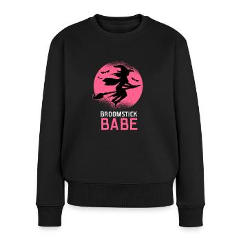 Broomstick Babe Ladies Witch - Women's Premium Organic Jumper - black - Front - Julia (174cm)