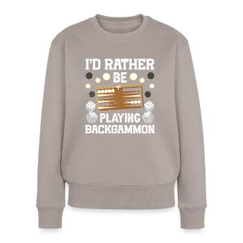 Board Game Funny Backgammon - Women's Premium Organic Jumper - taupe - Front - Julia (174cm)