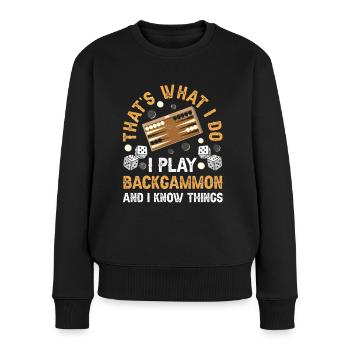 Board Game Funny Backgammon - Women's Premium Organic Jumper - black - Front - Julia (174cm)