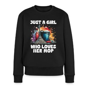 Just A Girl Who Loves Her Mop - Women's Premium Organic Jumper - black - Front - Julia (174cm)