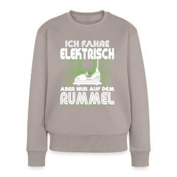 "Ich fahre Elektrisch" Autoscooter - Frauen Premium Bio Pullover - Taupe - Vorne - Julia (174cm)