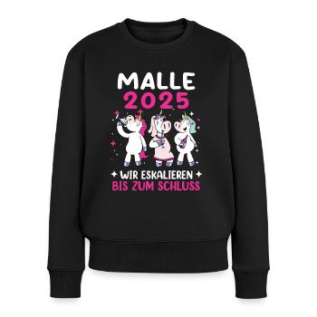 Malle 2025 - Frauen Premium Bio Pullover - Schwarz - Vorne - Julia (174cm)