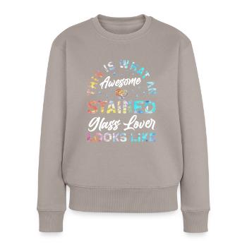 Lustiger Buntglas-künstler - Frauen Premium Bio Pullover - Taupe - Vorne - Julia (174cm)