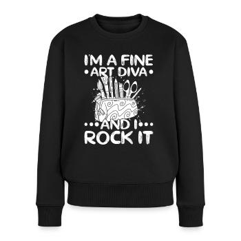 Funny Art Painter Art Diva & I Rock It Drawing - Frauen Premium Bio Pullover - Schwarz - Vorne - Julia (174cm)