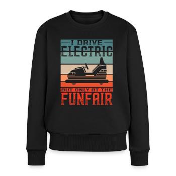 Ich fahre Elektrisch Kirmes Autoscooter - Frauen Premium Bio Pullover - Schwarz - Vorne - Julia (174cm)