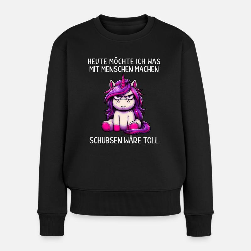 Heute möchte ich was mit Menschen machen - Frauen Premium Bio Pullover - Schwarz