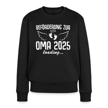 Werdende Oma 2025 Schwangerschaft verkünden - Frauen Premium Bio Pullover - Schwarz - Vorne - Julia (174cm)
