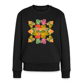 feuilles colorées dans le feuillage d’automne feuille d’un arbre - Pull Premium bio Femme - noir - Devant - Julia (174cm)