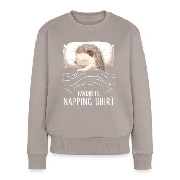 Favorite Napping Shirt - Frauen Premium Bio Pullover - Taupe - Vorne - Julia (174cm)