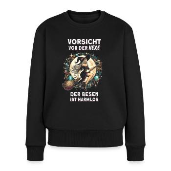 Beware of the witch of brooms is harmless - Women's Premium Organic Jumper - black - Front - Julia (174cm)