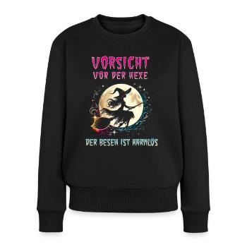 Beware of the witch of brooms is harmless - Women's Premium Organic Jumper - black - Front - Julia (174cm)