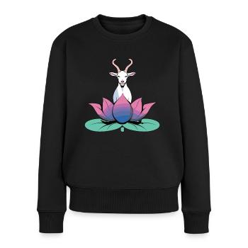 Ziegen-yoga-meditation, Yoga-kurs, Yoga - Frauen Premium Bio Pullover - Schwarz - Vorne - Julia (174cm)