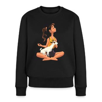 Ziegen-yoga-meditation, Yoga-kurs, Yoga - Frauen Premium Bio Pullover - Schwarz - Vorne - Julia (174cm)