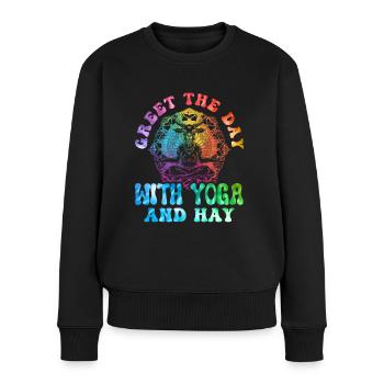 Ziegen-yoga-meditation, Yoga-kurs, Yoga - Frauen Premium Bio Pullover - Schwarz - Vorne - Julia (174cm)