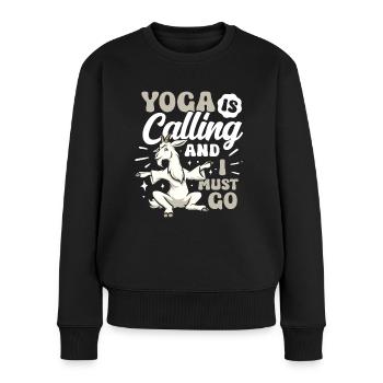 Ziegen-yoga-meditation, Yoga-kurs, Yoga - Frauen Premium Bio Pullover - Schwarz - Vorne - Julia (174cm)