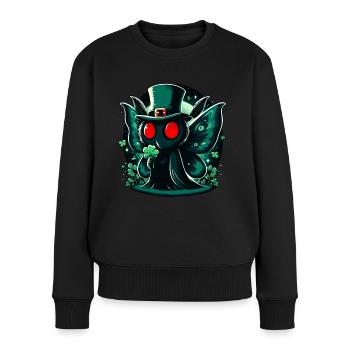 Irish Leprechaun Mothman - Frauen Premium Bio Pullover - Schwarz - Vorne - Julia (174cm)