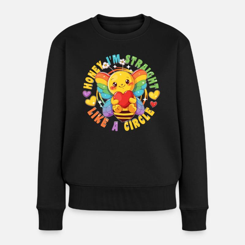 Süße Biene Regenbogen LGBTQ Community Retro 80s - Frauen Premium Bio Pullover - Schwarz