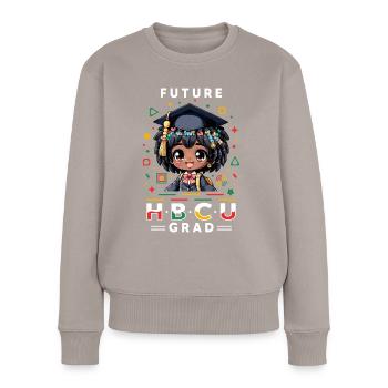 Future HBCU - Frauen Premium Bio Pullover - Taupe - Vorne - Julia (174cm)