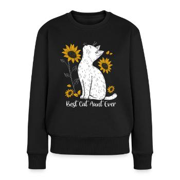 Best Cat Aunt Ever - Frauen Premium Bio Pullover - Schwarz - Vorne - Julia (174cm)
