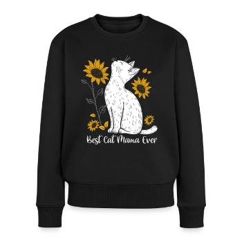 Best Cat Mama Ever - Frauen Premium Bio Pullover - Schwarz - Vorne - Julia (174cm)