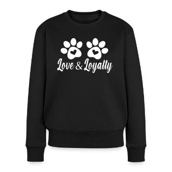 Hundepfote Liebe und Loyalität - Frauen Premium Bio Pullover - Schwarz - Vorne - Julia (174cm)