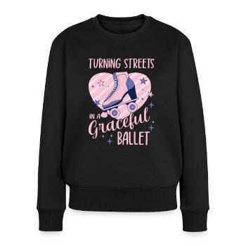 Rollerskater Party Streets Graceful Ballet Gift - Frauen Premium Bio Pullover - Schwarz - Vorne - Julia (174cm)