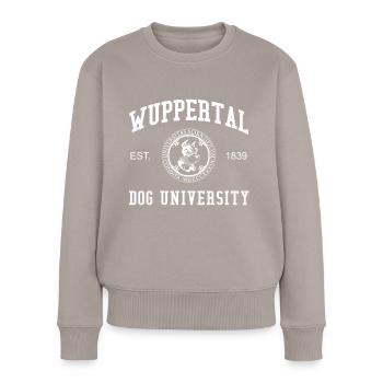 Collège universitaire de l’Université du chien de Wuppertal - Pull Premium bio Femme - taupe - Devant - Julia (174cm)