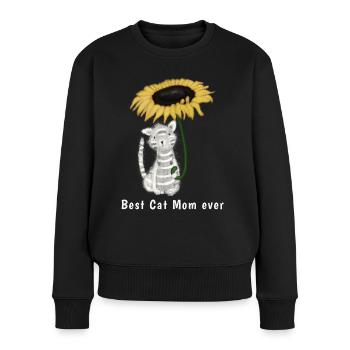 Meilleure maman chat de tous les temps - Pull Premium bio Femme - noir - Devant - Julia (174cm)