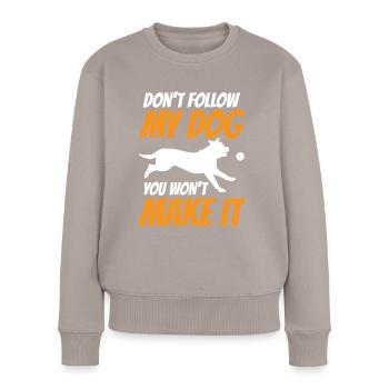 Flyball Canine Sport Agility Parcour Dog - Frauen Premium Bio Pullover - Taupe - Vorne - Julia (174cm)