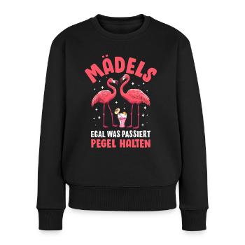 Mädels Egal Was Passiert Pegel Halten - Frauen Premium Bio Pullover - Schwarz - Vorne - Julia (174cm)