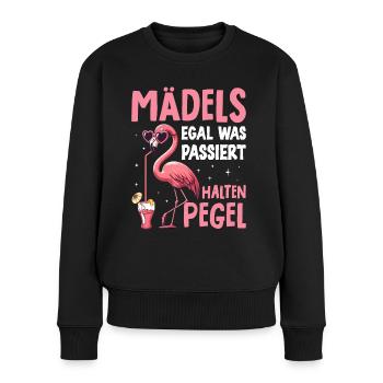 Mädels Egal Was Passiert Pegel Halten - Frauen Premium Bio Pullover - Schwarz - Vorne - Julia (174cm)