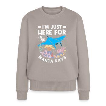 Ocean Animal Diving Stingray Mantarochen - Frauen Premium Bio Pullover - Taupe - Vorne - Julia (174cm)