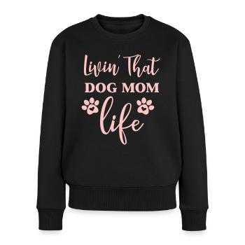 Lebe dieses Hundemama Leben - Frauen Premium Bio Pullover - Schwarz - Vorne - Julia (174cm)